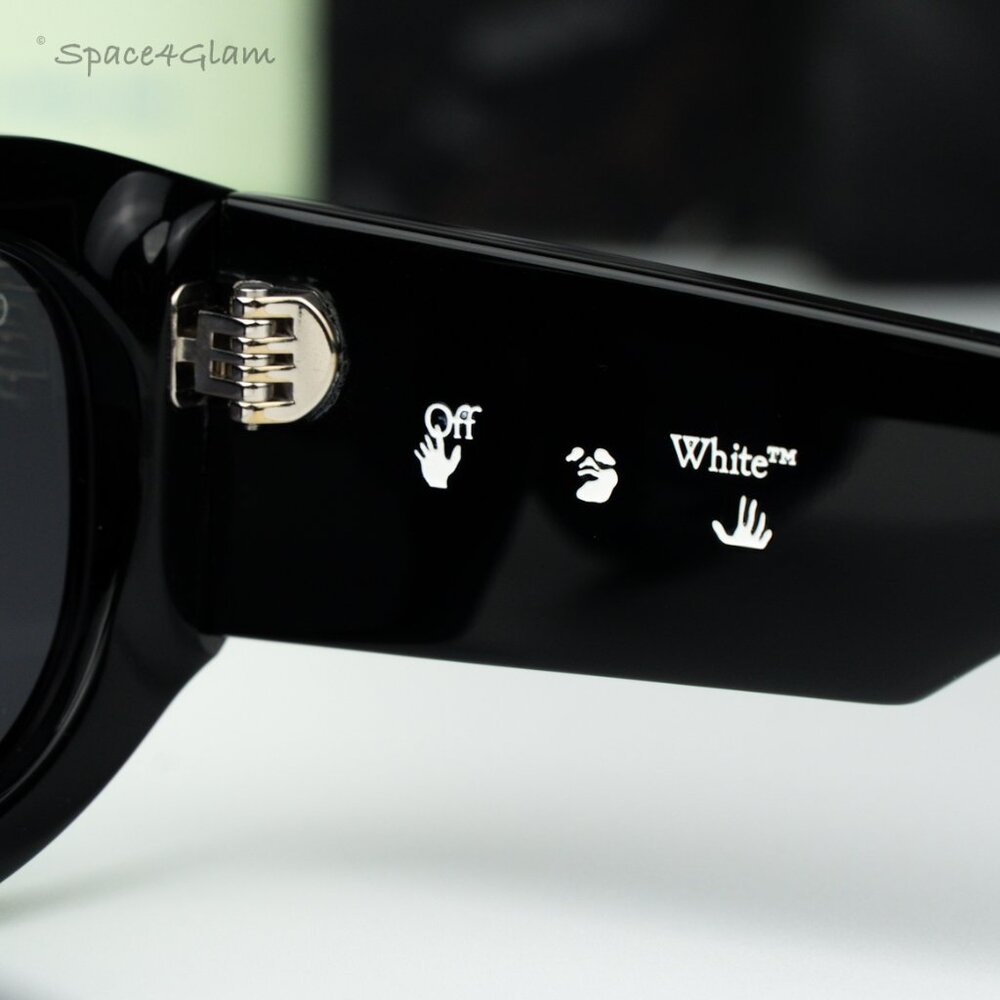 Off-White Men Sunglasses Black Grey Cat Eye OERI041 JOAN 1007 NEW AUTHENTIC - Picture 8 of 15
